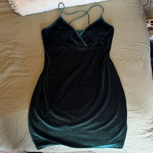 Elegant Emerald Green Velvet Slip SHEIN Dress L